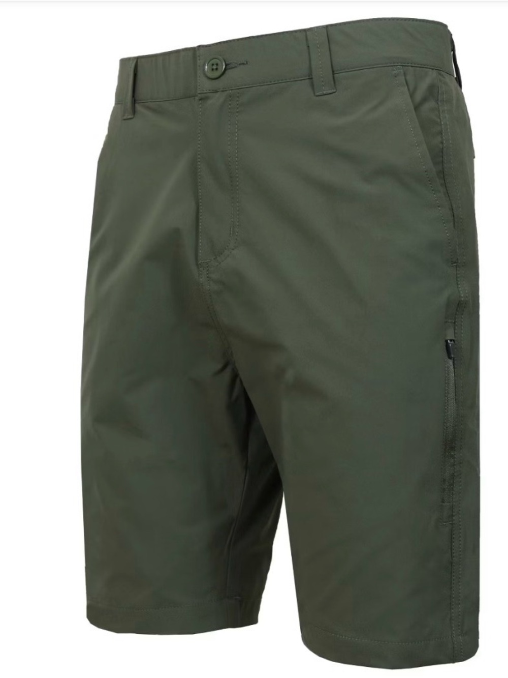 Men's Olive Green Cargo Shorts with Zip Pocket Size 42
